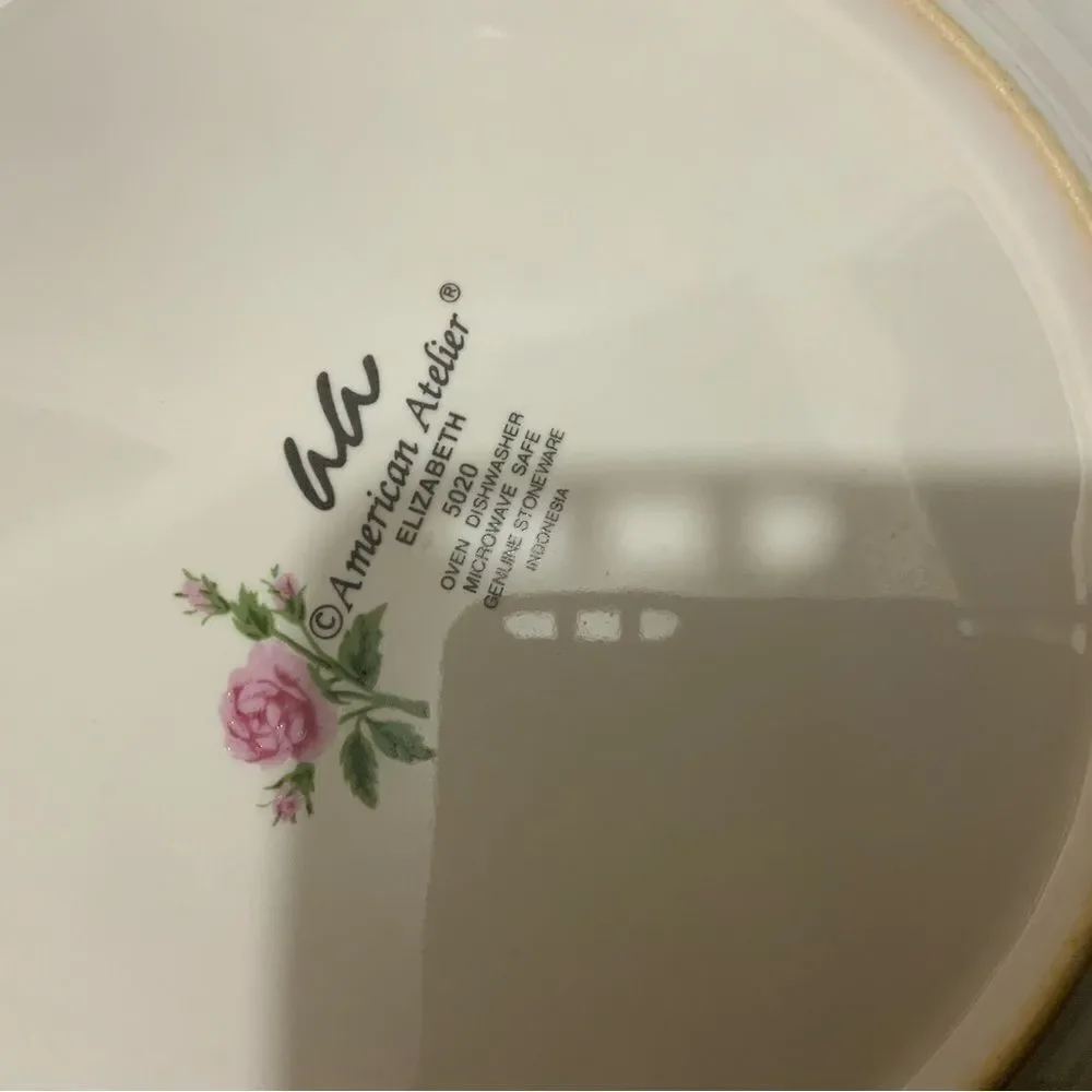 2 AMERICAN ATELIER ELIZABETH 5020 Dinner Plate Granny Core Floral Gingham A2